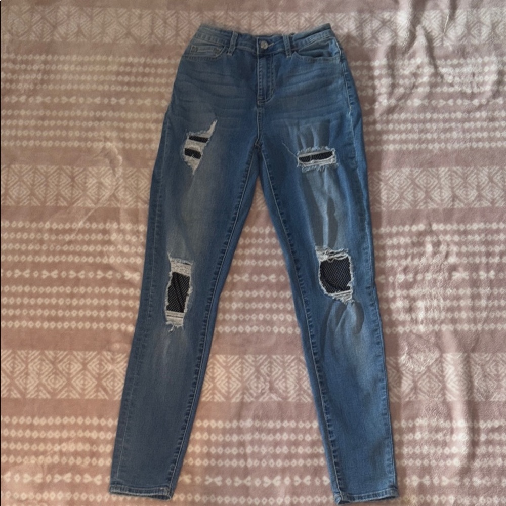 Guess Women's Ripped Blue Skinny Jeans